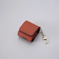 Premium classic brown leather textured protective case for AirPods with gold keychain hook - For Airpods 1/2 Gen / Brown