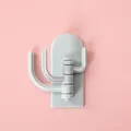 Light gray 3-arm rotating adhesive wall hook for keys and small items - Blue