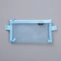 Translucent light blue mesh pencil case stationery bag for students with side loops - 9.5*20.5cm / Small Pencil Bag - Blue