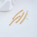 Gold-plated stainless steel curved tube beads for jewelry making, 25mm length - Twisted Curved Tube (H91-2b)