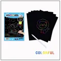 Set di carta per grattare arcobaleno 16K con penna per progetti fai da te per bambini - Oro 16K / Set di 10 fogli / Colorato