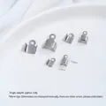 Premium stainless steel leather cord crimp ends for DIY bracelet and necklace making projects - Small 4# Flat Clip (H77-1) / 10 Pieces/Pack (7.0mm x 4.5mm) / Steel Color
