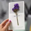 Handmade greeting card with real purple dried flower and inspirational poem quote. - Forget-Me-Not (Purple)