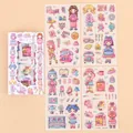 Colorful kawaii cartoon girl sticker sheets set for kids DIY planner and scrapbooking - Back to School