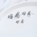 High-quality stainless steel leather cord crimps end caps for DIY jewelry making in silver finish - Medium 5# Flat Clip (H77-2) / 10 Pieces/Pack (7.8mm x 5.6mm) / Steel Color