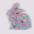 Rabbit shaped skin picking fidget toy filled with colorful beads and tubes for stress relief - Pink Blue White Mixed Bead Filling (JY-15D)