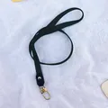Durable minimalist black woven lanyard with gold metal lobster clasp for ID badge holder - Solid Color / Black