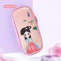 Pink cute stationery pencil case featuring a Chinese Hanfu cartoon girl illustration - Xiuhua Style / Pink