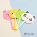 Four-piece set of cute cartoon fan-shaped ballpoint pens in pink, yellow, and green colors - Animal Series