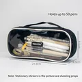 Large capacity gentleman black transparent canvas pencil case with 21.8cm length size - Black