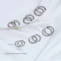Silver stainless steel spring buckle hoop earrings with 13.5mm by 14.0mm dimensions - Thin 2.0 Plain Earring Hoop (H84-4) / 14mm / Silver