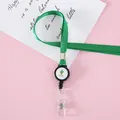 Cordón de cuello retráctil verde con soporte de insignia de cactus para tarjetas ID - Verde