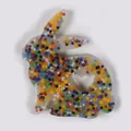 Handmade rabbit-shaped silicone fidget toy filled with vibrant colorful beads for stress relief - Translucent Colored Bead Filling (JY-15G)