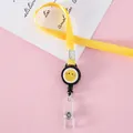 Cordón de cuello retráctile amarillo con carrete de cara sonriente y clip claro - Amarillo