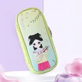 Creative student pencil case with cute anime girl playing pipa in green gradient finish - Luoyan Style / Green