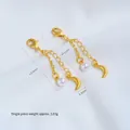 24K vergulde maan en parel verlengketting met kreeftsluiting, lengte van 49mm - Maan Parel Hangketting (L378-2) / Maan Parel Hangketting (1 Stuk)