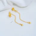 24K gold plated extension chain with flower charm and heart pendant for DIY jewelry - Double Plum Blossom (L379-8) / 1 Piece
