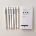 Premium set of 6 white retractable 0.5mm blue ink gel pens in minimalist packaging - 6Pcs/Set / Blue