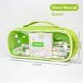 Large capacity transparent grape green canvas pencil case, holds up to 50 pens for school - Lime Green