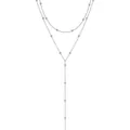Elegante silberfarbene Y-Halskette in Schichten mit zarten kleinen Metallperlen - Doppelkettige Y-Quastenkette / Silber