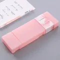 Minimalist pink matte PP pencil box with creative candy color and stylish paper sleeve - Divided Style / Pink