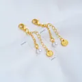 24K vergulde verlengketting met witte parel en gegraveerde muntbedel voor sieraden - Rijkdom Parel Hangketting (L378-1) / Rijkdom Parel Hangketting (1 Stuk)