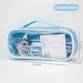 Sky blue large capacity transparent pencil case with handle and zipper for school stationery - Iceland Blue