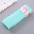 Mint green candy color PP pencil box with floral decorative sleeve for students - Divided Style / Green