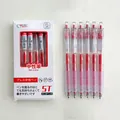 6-pack red retractable 0.5mm gel pens with soft purple grip for comfortable writing. - Transparent / 6Pcs/Set / Red