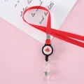 Cordón retráctil rojo para identificación con diseño de sandía y portatarjetas claro - Rojo
