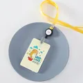 Cute woodland bear theme plastic ID card holder with yellow retractable neck lanyard strap - 9 Forest Adventure