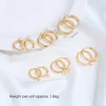 Premium gold stainless steel hoop earrings with hanging loop for DIY jewelry making accessories - Hoop Earrings With Loop (H83-9)