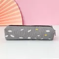 Cute gray canvas pencil case with colorful polka dots, ideal for school supplies storage - Grey Spotted
