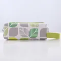Simple canvas pencil bag featuring a vibrant green and grey leaf pattern design. - Leaf