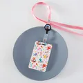 Portatarjetas floral con diseño de gato, clip retráctil rosa y cordón para cuello - 5 Gatito
