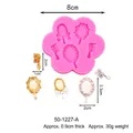 Detailed dimensions of the beauty themed pink silicone mold for DIY cake decoration. - Vintage Mirror and Comb Combo (50-1227-A) / Diameter Approx. 8cm / Pink