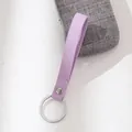 Elegant purple faux leather wristlet keychain strap with durable silver split ring - Purple