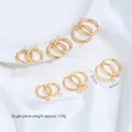 Premium golden stainless steel hoop earring findings with loops for DIY jewelry making - Hoop Earrings With Loop (H83-12)