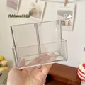 Transparent 3-compartment acrylic desktop organizer and pen holder for office - Transparent 3-Grid Style