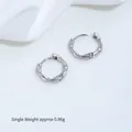 Irregular silver stainless steel twisted hoop earrings with size measurement labels - Irregular Hoop Earring (H66-1) / Single Piece / Steel Color