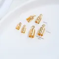 Gold plated stainless steel cord end caps for jewelry making diy crafts components - Large 4mm Inner Diameter Round Clip (H77-7b)