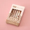 6-piece brown bear themed retractable gel pen set with checkered patterns and caramel box - 0.5mm / Caramel Pudding