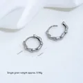 Irregular titanium steel twist hoop earrings in polished silver finish with 14mm diameter - Irregular Shape Earring (H66-2) / Single Piece / Steel Color