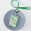 Portatarjetas creativo con patrón y cordón verde retráctil con carrete de cactus - 2 Muñequito de Nieve