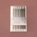 Set of 6 Morandi color retractable gel pens in gradient grey shades for students and office - 0.5mm / 6Pcs/Set / Black