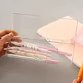 Cute transparent plastic pencil box organizer with decorative gel pens inside - Transparent Stationery Box Style