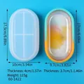 Vista dettagliata dall'alto dello stampo ovale in silicone con misure per resina DIY - Forma di Barca Ovale (60-1422) / 60-1422