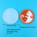 Close-up of DIY cat pattern silicone coaster mold with product size and weight details - Yin Yang Cat Style (60-1447) / Single Pack