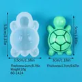 Detailed view of turtle silicone mold dimensions with finished resin turtle example - Little Turtle Shape (60-1424) / 60-1424