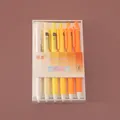 Set of 6 Morandi color retractable gel pens with 0.5mm fine tip in transparent case - 0.5mm / 6Pcs/Set / Orange